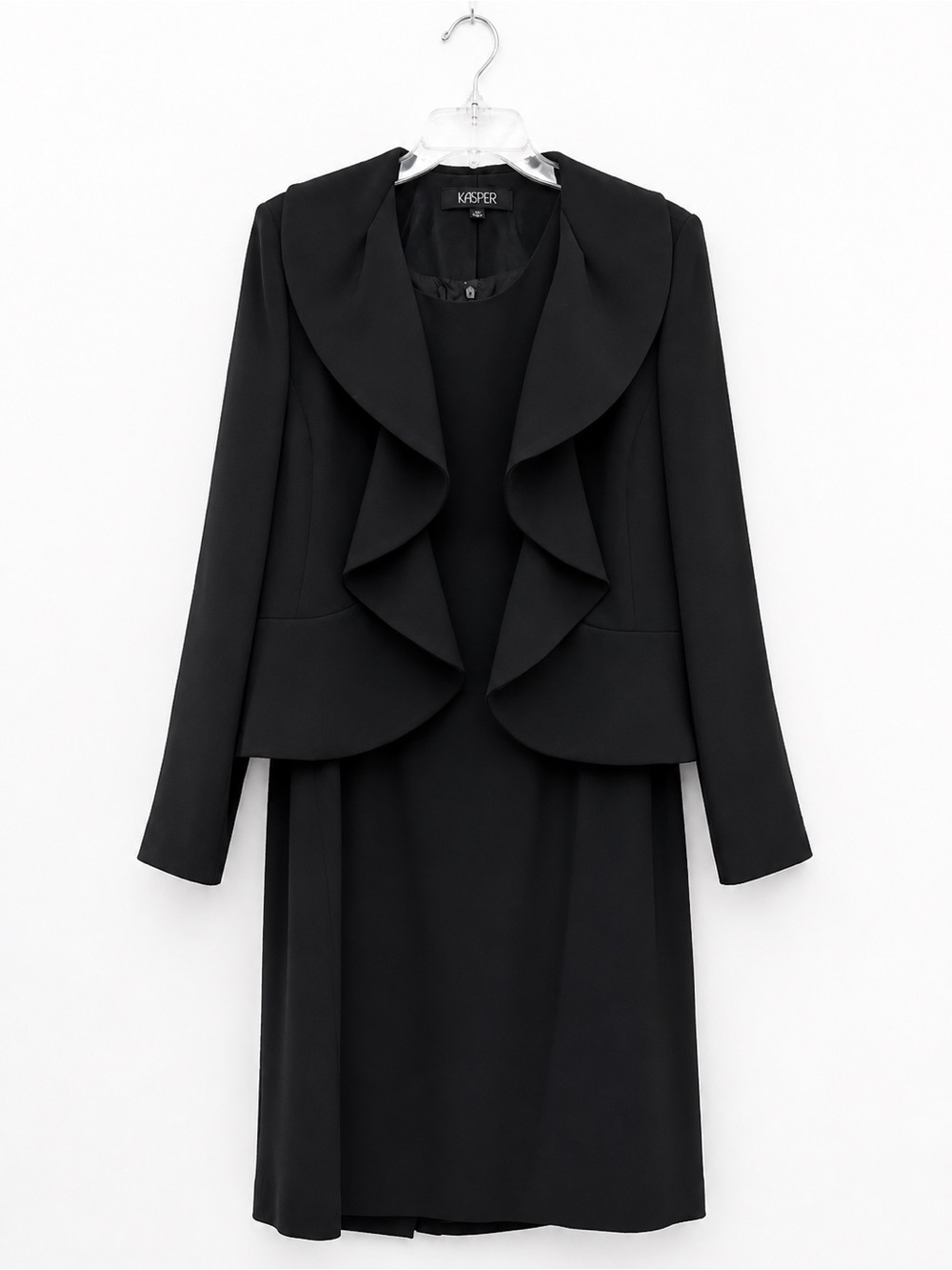 Kasper Black Dress with Ruffle-Front Blazer - Ladies Size 14